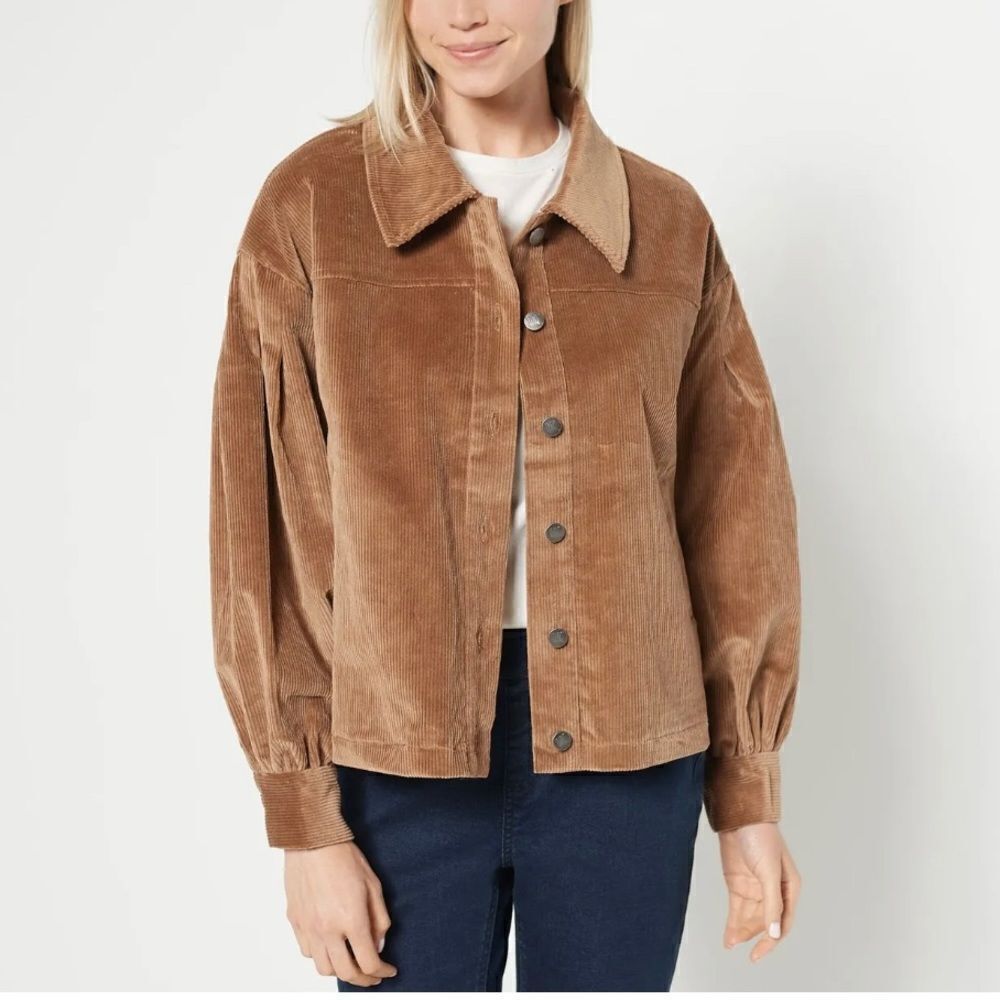 Attitudes by Renee Corduroy Jacket with Full Sleeve